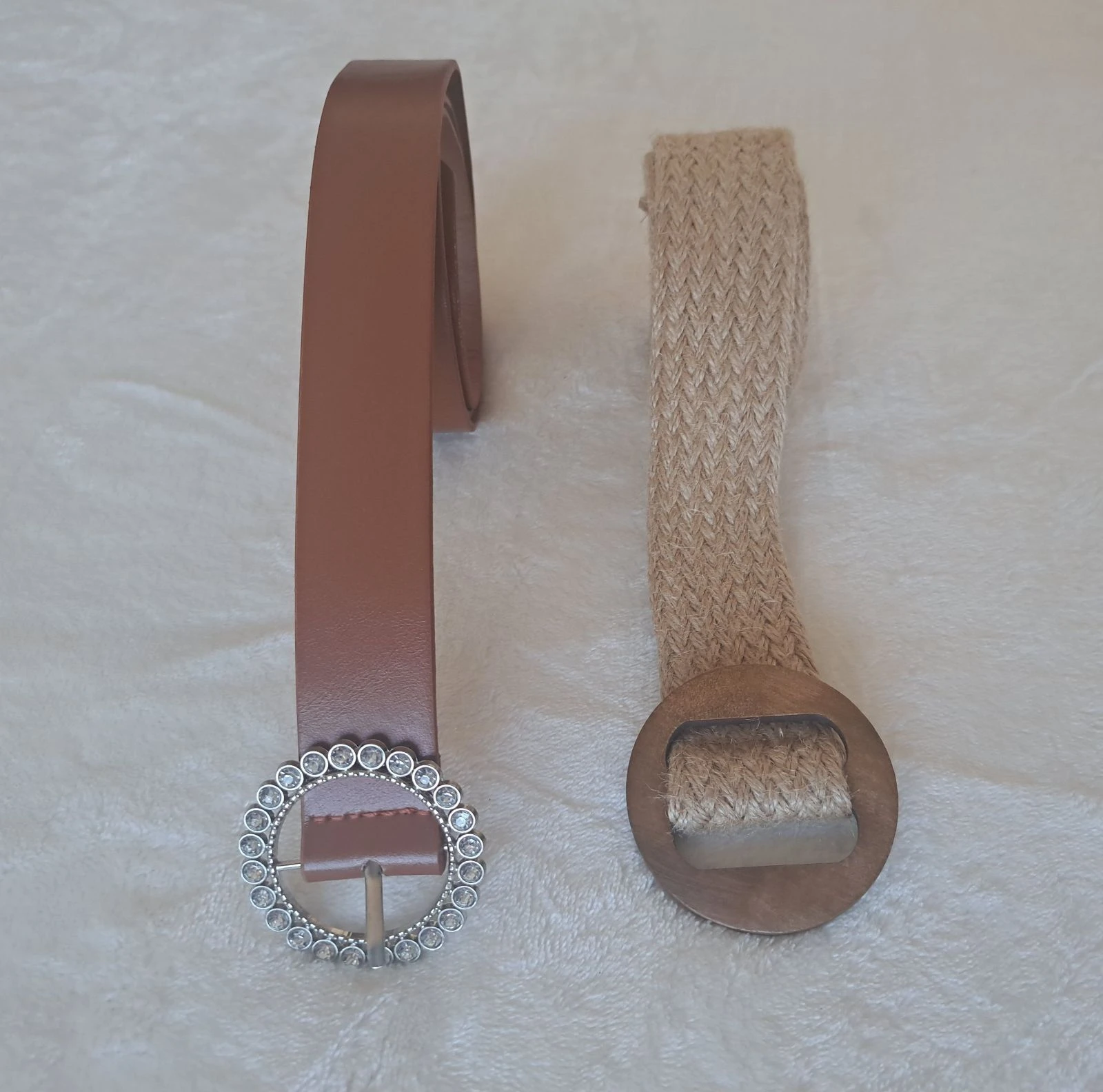 Set of 2 Adjustable Belts • Faux Leather & Woven Sisal • Chic & Boho Style – photo 2